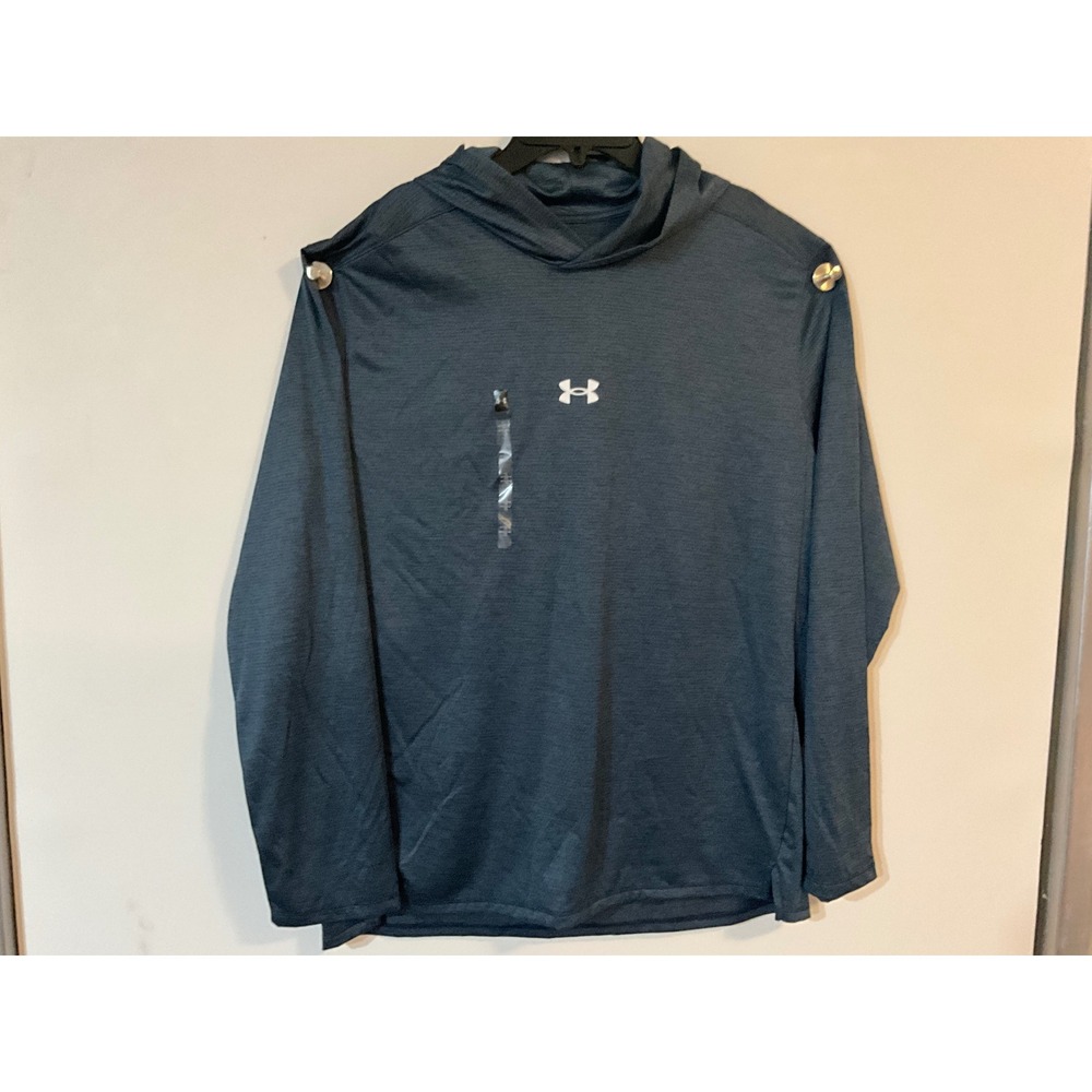 Under Armour Tech Hoodie Mens Large Blue Gray Heathered Training Pullover NEW